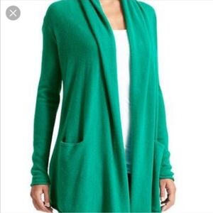 Athleta 100% Cashmesr Open Front Cardigan, Green, Size S